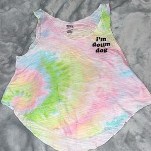 PINK tie dye cropped tank